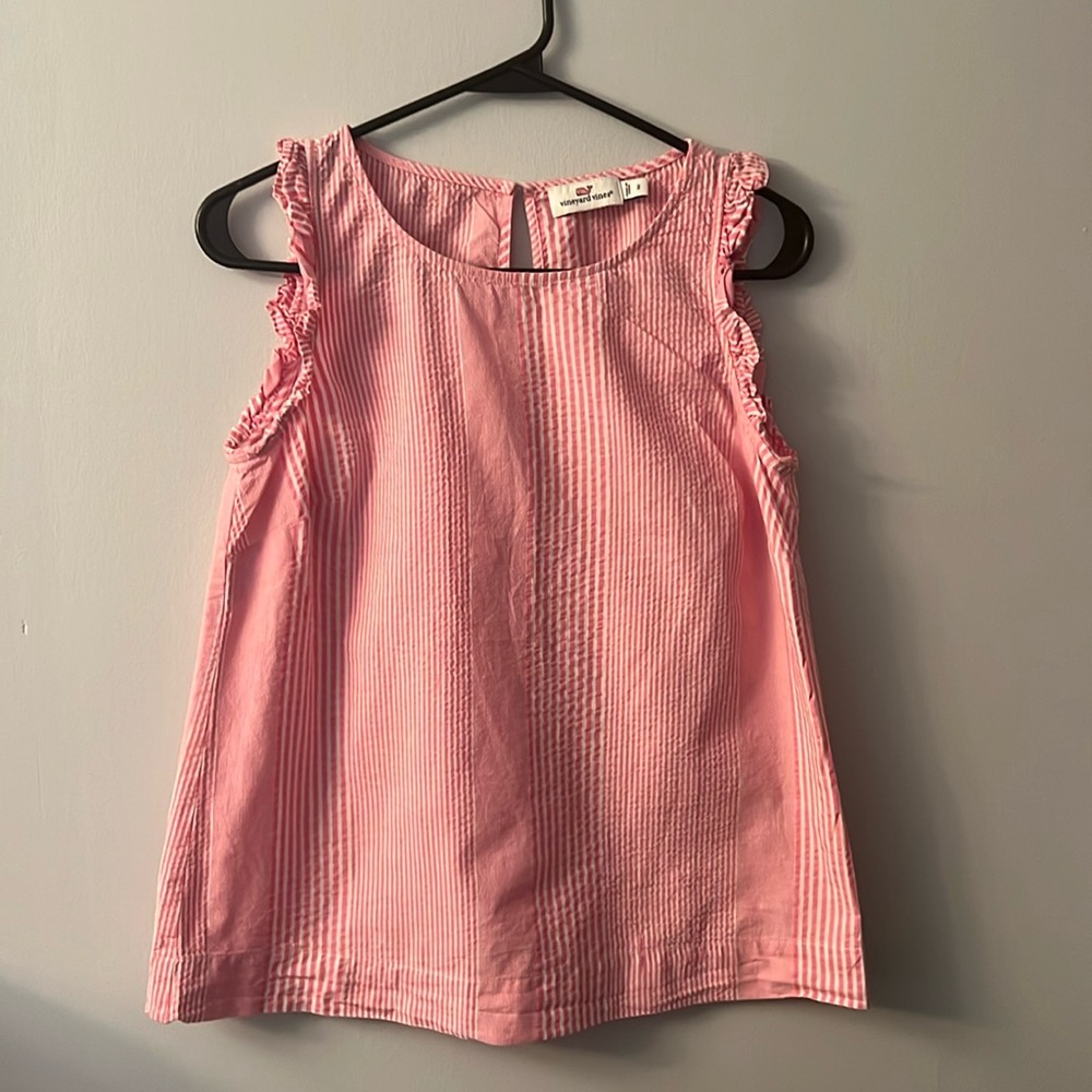 Vineyard Vines Pink and White Striped Sleeveless Top-2